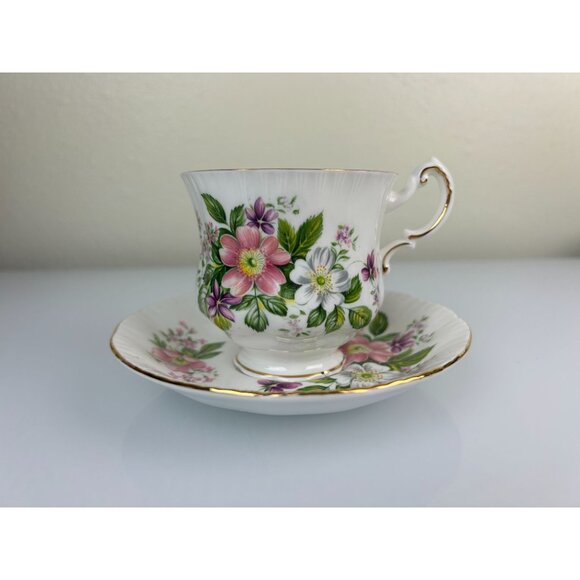 Vintage Paragon Flower Festival Teacup & Saucer Set, Pink Purple Floral, England - Picture 3 of 15